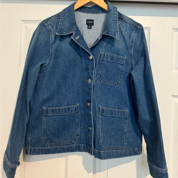 J. Crew Denim Oversize Chore Jean Utility Jacket with Pockets Size M - Picture 3 of 8